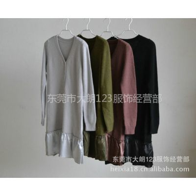 【供应2014秋季韩版毛织兔毛连衣裙气质高档花边交叉V领连衣裙】价格_厂家 - 中国供应商