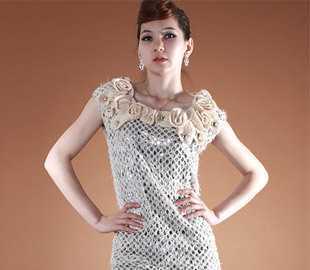 韩国精品手工勾花浅毛织背心裙